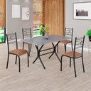 Ver imagem 1 de Conjunto Sala de Jantar Mesa Retangular 120x75cm Tampo Granito Ocre 4 Cadeiras Paraty Preto/C. Marrom/Fosco