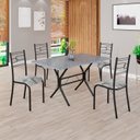 Ver imagem 1 de Conjunto Sala de Jantar Mesa Retangular 120x75cm Tampo Granito Ocre 4 Cadeiras Paraty Preto/Paraopeba/Fosco