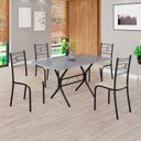 Ver imagem 1 de Conjunto Sala de Jantar Mesa Retangular 120x75cm Tampo Granito Ocre 4 Cadeiras Paraty Preto/Creme/Fosco