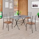 Ver imagem 1 de Conjunto Sala de Jantar Mesa Retangular 120x75cm Tampo Granito Ocre 4 Cadeiras Paraty Prata/C. Marrom/Mart