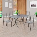 Ver imagem 1 de Conjunto Sala de Jantar Mesa Retangular 120x75cm Tampo Granito Ocre 4 Cadeiras Paraty Prata/Paraopeba/Mart