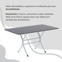 Ver mais imagens de Conjunto Sala de Jantar Mesa Retangular 120x75cm Tampo Granito Ocre 4 Cadeiras Paraty Branco/Preto Floral