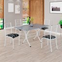 Ver imagem 1 de Conjunto Sala de Jantar Mesa Retangular 120x75cm Tampo Granito Ocre 4 Cadeiras Paraty Branco/Preto Floral
