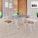 Ver imagem 1 de Conjunto Sala de Jantar Mesa Retangular 120x75cm Tampo Granito Ocre 4 Cadeiras Paraty Branco/C. Marrom