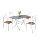 Ver imagem 2 de Conjunto Sala de Jantar Mesa Retangular 120x75cm Tampo Granito Ocre 4 Cadeiras Paraty Branco/C. Marrom
