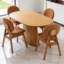 Ver imagem 5 de Cadeira para Sala de Jantar Cozinha Estofada Rattan Ibis L02 Bouclê Terracota - Lyam Decor