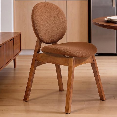 Cadeira para Sala de Jantar Cozinha Estofada Rattan Ibis L02 Bouclê Terracota - Lyam Decor