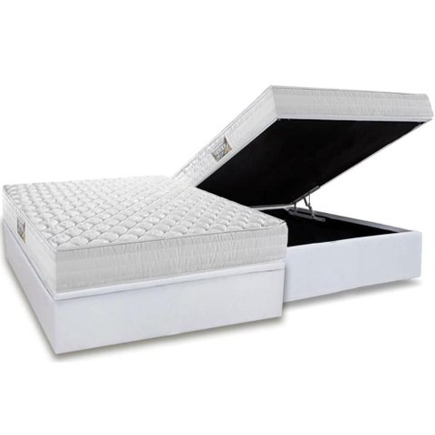Cama Box Baú Casal: Colchão Anatômico Herval Ag65 Frontier + Base Crc Linhão White (138x188)