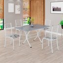 Ver imagem 1 de Conjunto Sala de Jantar Mesa Retangular 120x75cm Tampo Granito Ocre 4 Cadeiras Paraty Branco/Paraopeba
