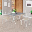 Ver imagem 1 de Conjunto Sala de Jantar Mesa Retangular 120x75cm Tampo Granito Ocre 4 Cadeiras Paraty Branco/Creme