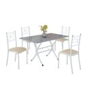 Ver imagem 2 de Conjunto Sala de Jantar Mesa Retangular 120x75cm Tampo Granito Ocre 4 Cadeiras Paraty Branco/Creme