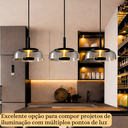 Ver imagem 5 de Lustre Pendente 22,5cm Vidro Fumê Luz Indireta Redondo Luminária Teto Gimpo Kjdde-271-anth