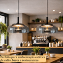 Ver imagem 3 de Lustre Pendente 22,5cm Vidro Fumê Luz Indireta Redondo Luminária Teto Gimpo Kjdde-271-anth