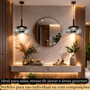 Ver mais imagens de Lustre Pendente 22,5cm Vidro Fumê Luz Indireta Redondo Luminária Teto Gimpo Kjdde-271-anth
