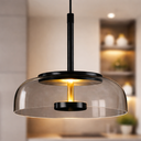 Ver imagem 1 de Lustre Pendente 22,5cm Vidro Fumê Luz Indireta Redondo Luminária Teto Gimpo Kjdde-271-anth