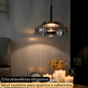 Ver imagem 4 de Lustre Pendente 22,5cm Vidro Fumê Luz Indireta Redondo Luminária Teto Gimpo Kjdde-271-anth