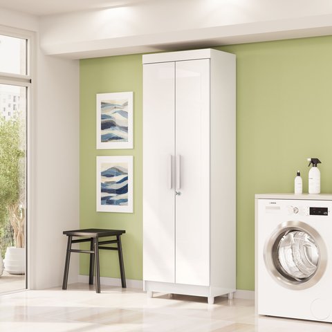 Armário Multiuso Line 2 Portas 5 Prateleiras Branco