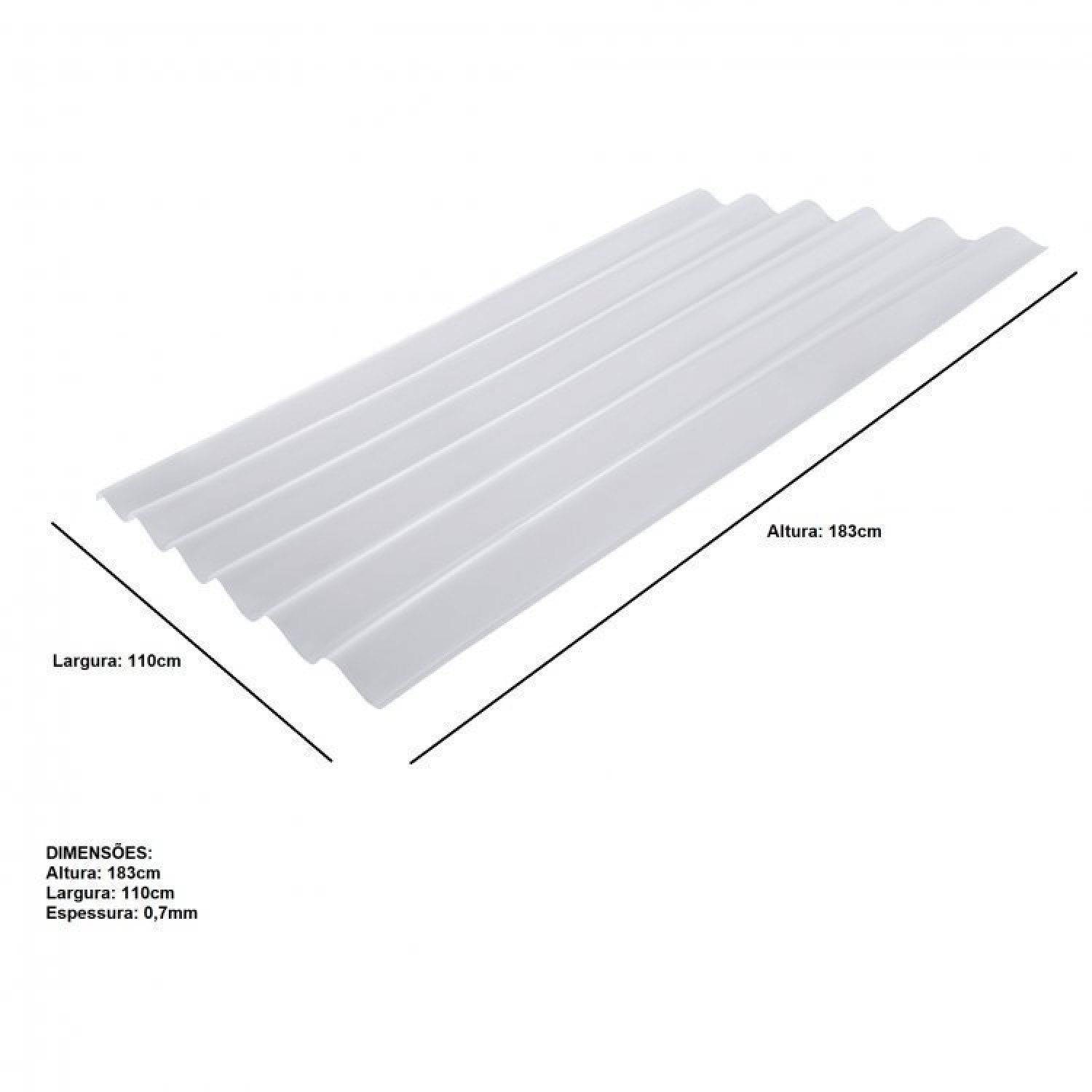 Kit com 10 Telhas Policarbonato 183cm X 110cm Onda Alta - 2