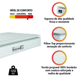 Colchão Solteiro Espuma D33 Pillow Top New Millenium Branco Hellen - 3