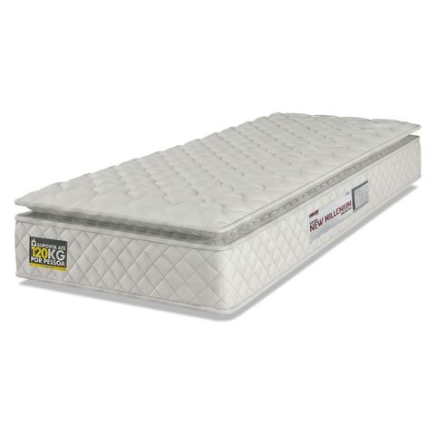 Colchão Solteiro Espuma D33 Pillow Top New Millenium Branco Hellen