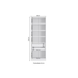 Guarda Roupa  Closet Modulado Componível 2 portas 80cm Linha Modulado Adapt N535 Kappesberg- Branco - 2