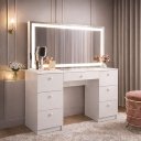 Ver imagem 1 de Penteadeira 120cm com Espelho Touch Led 7 Gavetas Iris Politorno Móveis