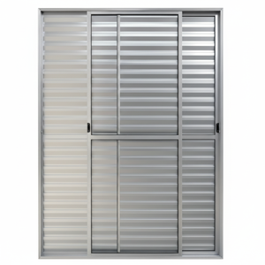 Porta Balcão 3 Folhas Aluminio Brilhante C/ Trinco 2,10x1,20