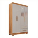 Ver imagem 2 de Guarda-roupa Diamante Premium 4 Portas 2 Gavetas com Pés e Espelho Cinamomo/off White - Pnr Móveis