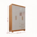 Ver imagem 4 de Guarda-roupa Diamante Premium 4 Portas 2 Gavetas com Pés e Espelho Cinamomo/off White - Pnr Móveis