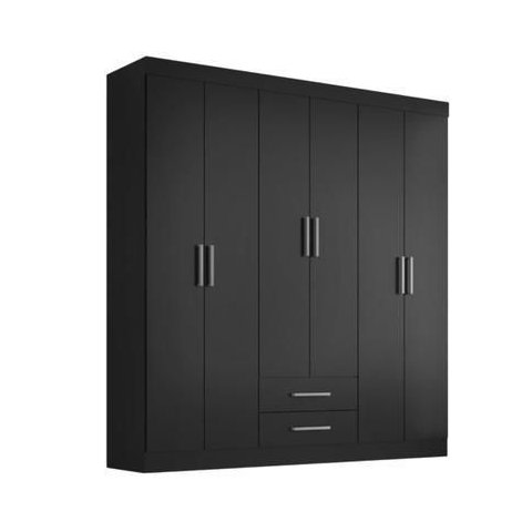Guarda Roupa Espaçoso Kioto 6 Portas 2 Gavetas - Preto