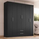 Ver imagem 2 de Guarda Roupa Espaçoso Kioto 6 Portas 2 Gavetas - Preto