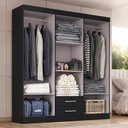 Ver imagem 3 de Guarda Roupa Espaçoso Kioto 6 Portas 2 Gavetas - Preto