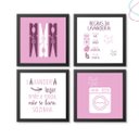 Ver imagem 1 de Kit com 4 Quadros Decorativos Lavanderia moldura e vidro:Preta