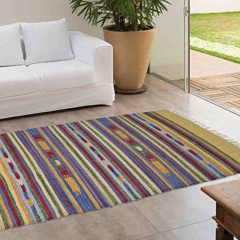 Tapete Kilim 100% Algodão 0,60 X 0,90 Des 008 Niazitex
