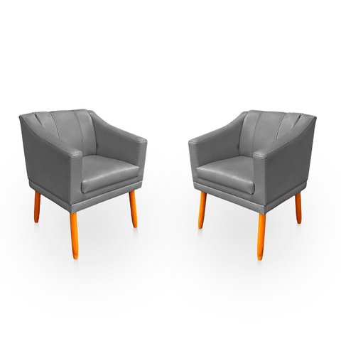 Kit com 2 Cadeiras Poltrona para Sala Moderna e Versátil Millie Corino