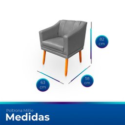 Kit com 2 Cadeiras Poltrona para Sala Moderna e Versátil Millie Corino - 6