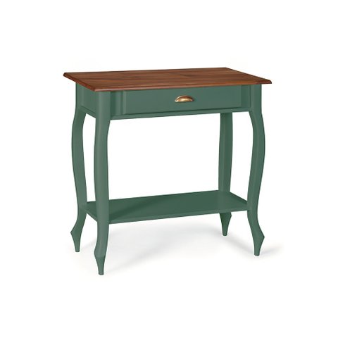 Bancada Aparador Mini Lavabo 1 Gaveta Pés Luiz Xv Dália 3062 Linz Móveis - Verde Musgo/imbuia Glazer