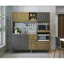 Ver imagem 1 de Cozinha Compacta 8 Portas 1 Gaveta e 3 Nichos 186cm Yescasa Marrom/Carvalho Dakar/Vulcano