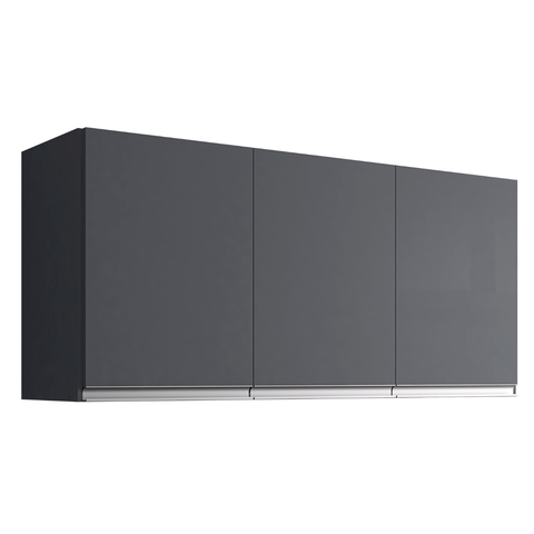 Armário de Geladeira Aereo 3 Portas Andreia 120cm Ajl Móveis:cinza