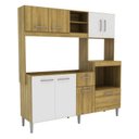 Ver imagem 2 de Cozinha Compacta 8 Portas 1 Gaveta e 3 Nichos 186cm 2203 Yescasa Marrom/Carvalho Dakar/Branco