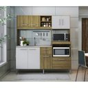 Ver imagem 1 de Cozinha Compacta 8 Portas 1 Gaveta e 3 Nichos 186cm 2203 Yescasa Marrom/Carvalho Dakar/Branco