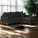 Ver imagem 3 de Sofá 3 Lugares Beny com Chaise Direito Linho Grafite