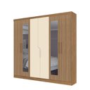 Ver imagem 1 de Guarda Roupa Armário Roupeiro Chicago Quarto 6 Portas Espelho 4 Gavetas Marrom Canelato e Off