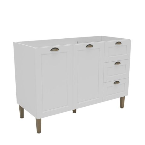 Balcão de Cozinha 2 Portas 3 Gavetas 120cm 2324 Provençal Yescasa Branco