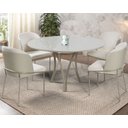 Ver imagem 2 de Mesa de Jantar Redonda 1,20m Vidro Off White com 4 Cadeiras Aurora