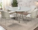Ver imagem 2 de Mesa de Jantar Redonda 1,20m Vidro Off White com 4 Cadeiras Aurora