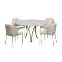 Ver imagem 1 de Mesa de Jantar Redonda 1,20m Vidro Off White com 4 Cadeiras Aurora