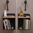 Ver imagem 1 de Kit com 2 Mesas de Cabeceira Aerea 20cm em Aço Nicho Suspenso Decorativo Quarto Linha Home - Preta
