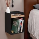 Ver imagem 5 de Kit com 2 Mesas de Cabeceira Aerea 20cm em Aço Nicho Suspenso Decorativo Quarto Linha Home - Preta