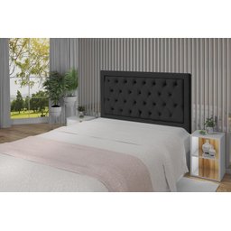 Cabeceira Baronesa Plus King Size 1950mm Suede Negro - Simbal - 3 Cabeceira Baronesa Plus King Size 1950mm Suede Negro - Simbal - 3